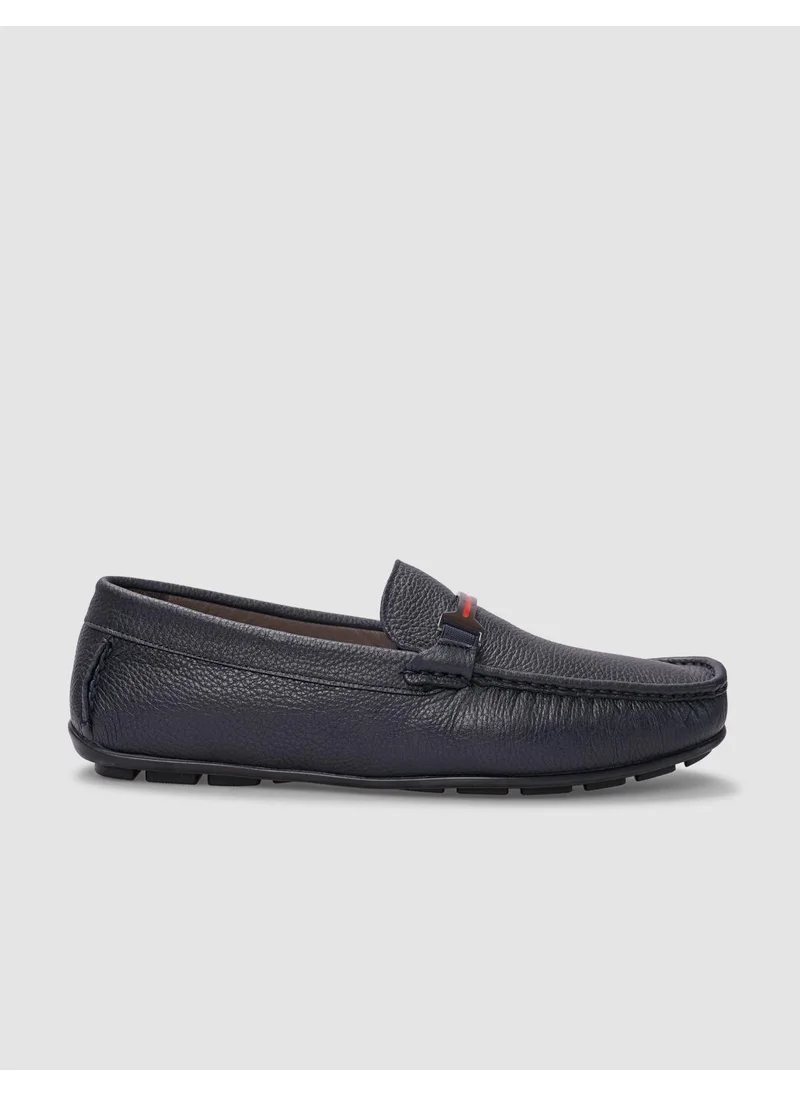 كاباني Leather Navy Blue Buckle Men's Loafer