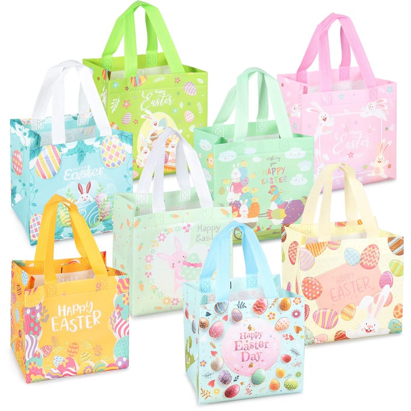 Aviski 8PCS Happy Easter Egg Hunt Bags Easter Bunny Carrot Chick Egg Gift Bags with Handles Easter Treat Bags Easter Party Supplies 837959inch - Image 2