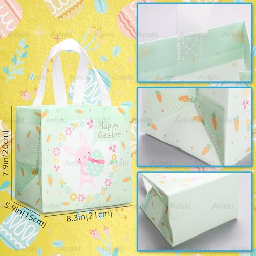Aviski 8PCS Happy Easter Egg Hunt Bags Easter Bunny Carrot Chick Egg Gift Bags with Handles Easter Treat Bags Easter Party Supplies 837959inch - Image 3