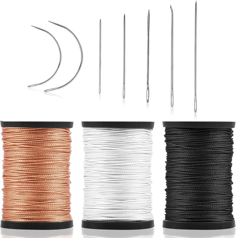 Odluzy Extra Strong Upholstery Thread Repair Sewing Kit, Upholstery Repair Sewing Thread Kit and Heavy Duty Household Hand Needles, 3 Rolls Heavy Duty Nylon Thread with 7 Pcs Leather Needles, 55 Yard Per Rol - Image 1