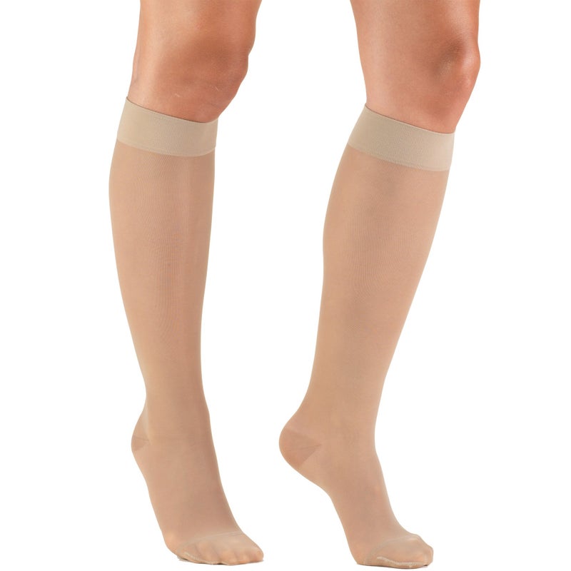 جوارب ضغط شفافة من Truform 1520 mmHg بطول الركبة للنساء 20 دنير لون نود متوسط