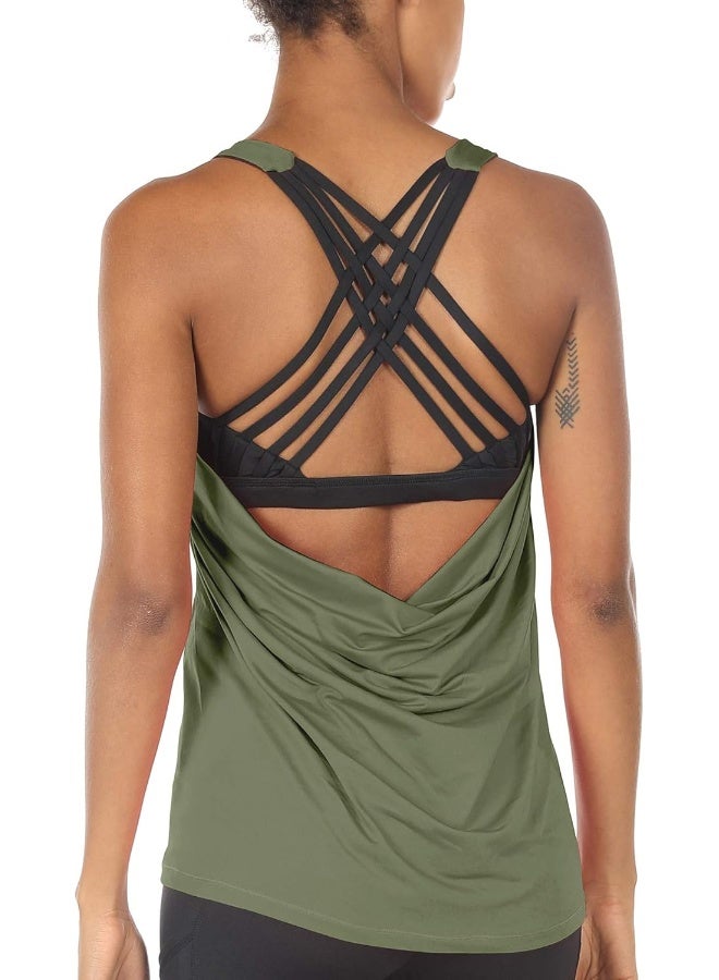 icyzone icyzone Yoga Tops Workouts Clothes Activewear Built in Bra Tank Tops for Women  - Image 1