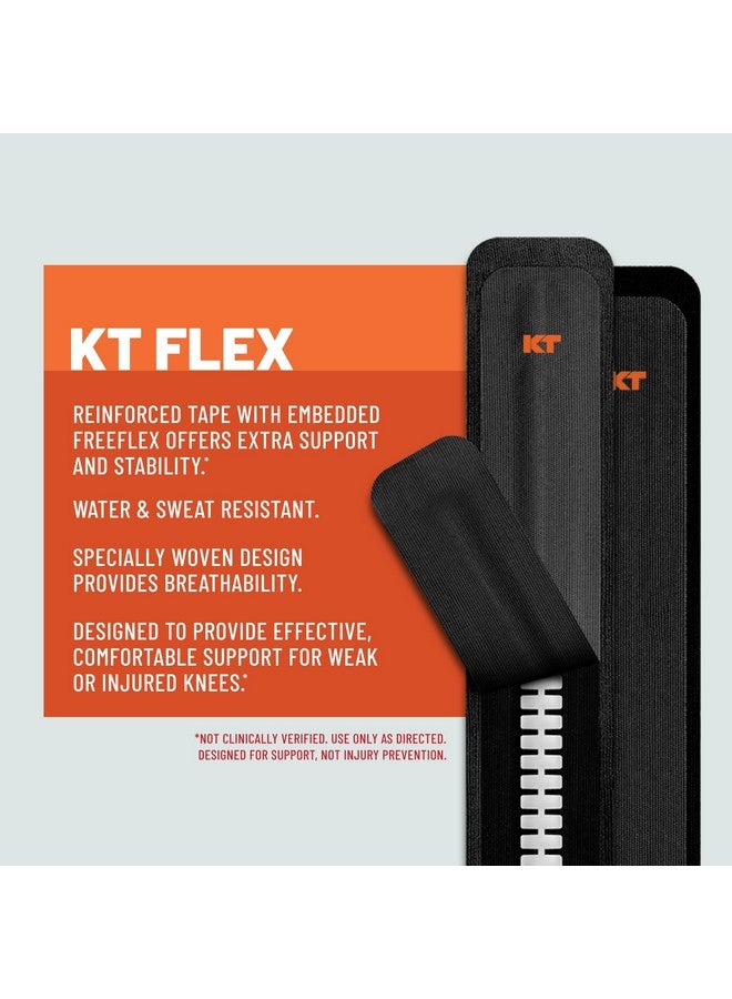 كيه تي تيب شريط لاصق معزز KT Flex من KT - عبوة من 8 قطع، 10 بوصات. شرائط مقطوعة مسبقًا باللون الأسود - دعم فعال للركبتين الضعيفتين أو المصابتين، تطبيق شريطين، قابل للتهوية ومريح لمدة تصل إلى 3 أيام - Image 4