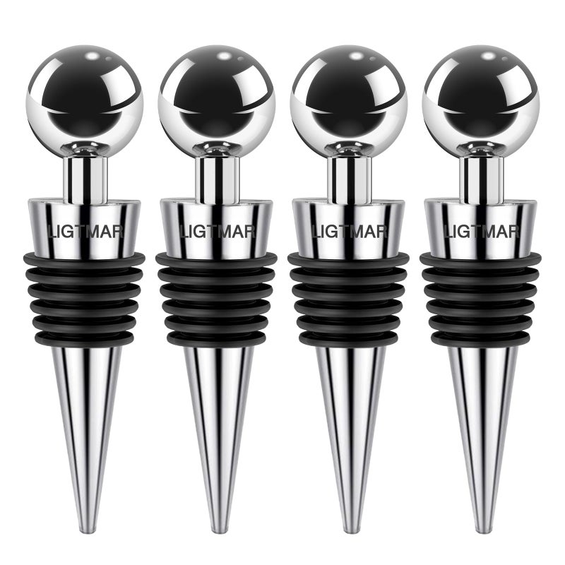 LIGTMAR 4Pcs Wine Saver Wine Stopper Wine Bottle Plug with Silicone Reusable Wine Corks, Expanding Beverage Bottle Stopper, Reusable Bottle Sealer Keeps Wine Fresh - Image 1