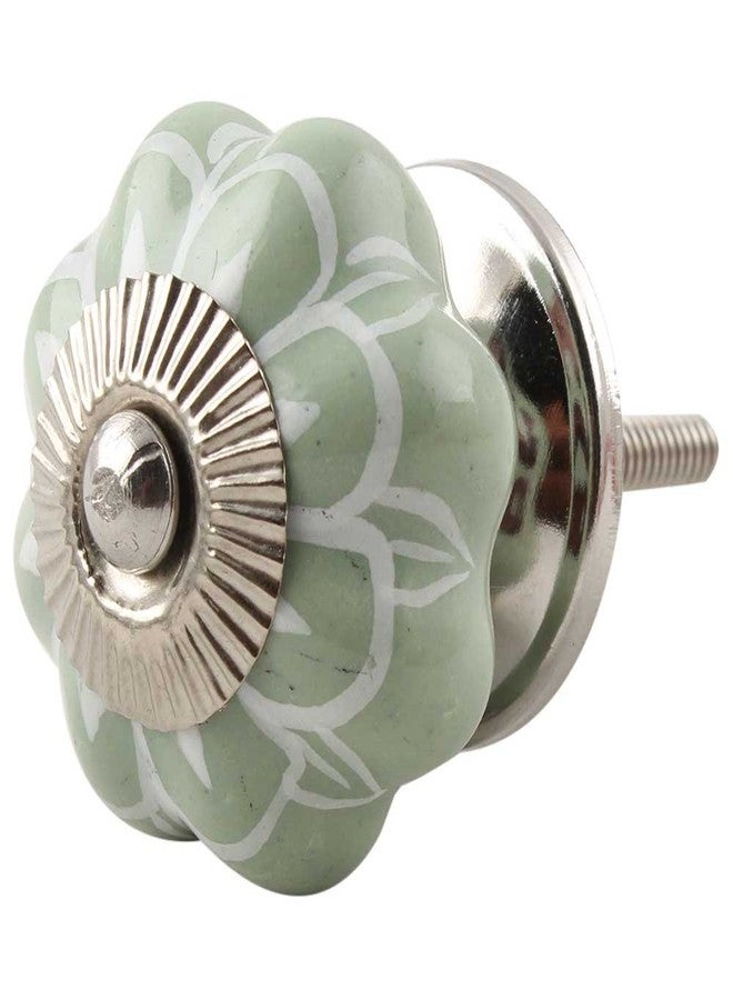 Indian-Shelf Pack of 25 Sage Green Drawer Pull- Ceramic Door Pull- Melon Drawer Knob- Floral Dresser Knob- Door Handles- Vintage Drawer Pulls and Knobs- Cabinet Pulls Modern- Decorative Knobs - Image 1