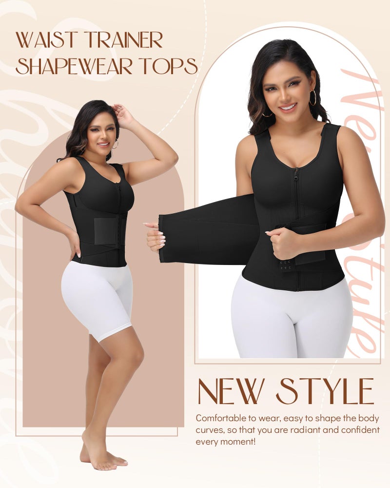 SHAPSHE Waist Trainer for Women Corset Shapewear Tummy Control Postpartum Waist Cincher Body Shaper Bra with Back Support Black - Image 2