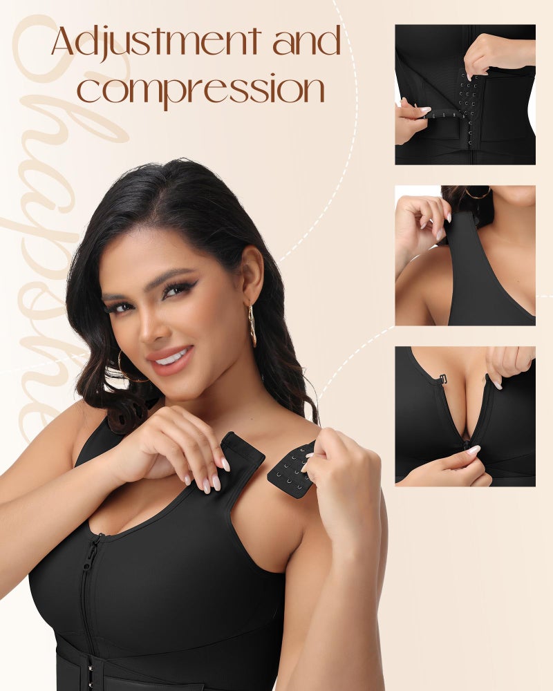SHAPSHE Waist Trainer for Women Corset Shapewear Tummy Control Postpartum Waist Cincher Body Shaper Bra with Back Support Black - Image 4