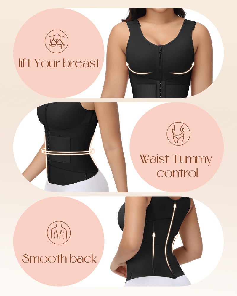SHAPSHE Waist Trainer for Women Corset Shapewear Tummy Control Postpartum Waist Cincher Body Shaper Bra with Back Support Black - Image 3