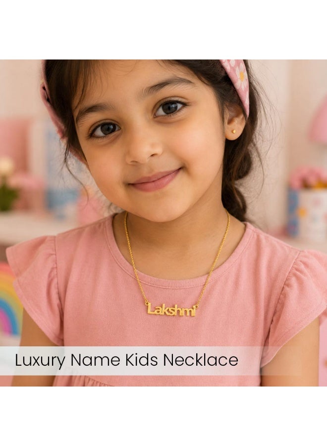 NENOUSH Kids Name Necklace | Balloon Font Letter Pendant Chain 35cm | Gold Tone Jewelry | Birthday Party Gift for Girls | Daily Wear Fashion Jewelry for Special Occasions - Image 2