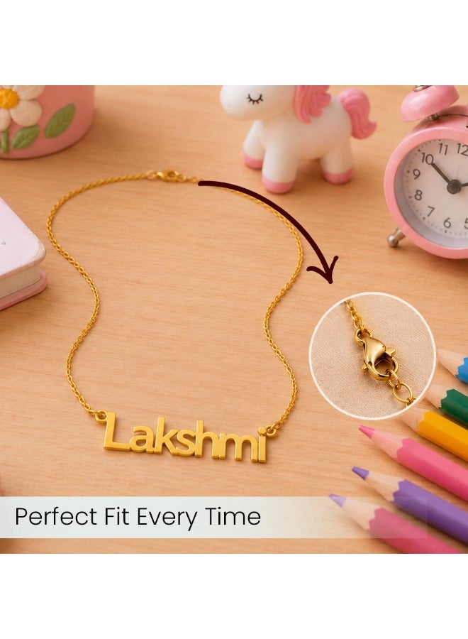 NENOUSH Kids Name Necklace | Balloon Font Letter Pendant Chain 35cm | Gold Tone Jewelry | Birthday Party Gift for Girls | Daily Wear Fashion Jewelry for Special Occasions - Image 5