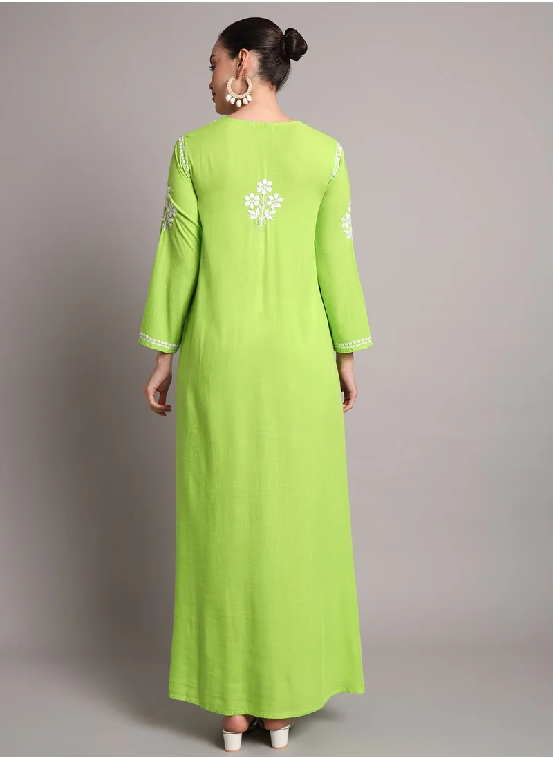 الايا جلابية رايون شيكانكاري مطرزة يدوياً-AL4012