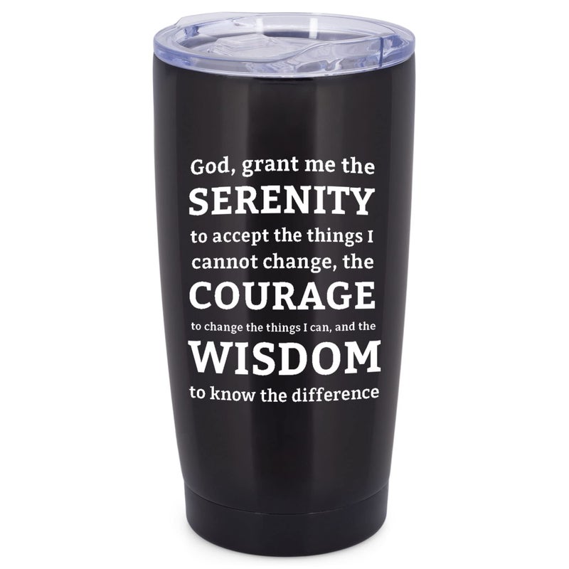 Elanze Designs Serenity Prayer 20 Ounce Classic Black Stainless Steel Travel Tumbler Mug - Image 1