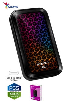 أداتا SSD خارجي SE770G RGB سعة 1 تيرابايت | متوافق مع محرك الأقراص الصلبة المحمول PS5 XBOX للألعاب USB3.2 Gen 2 Type-C  - Image 1