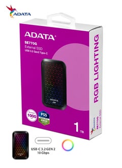 أداتا SSD خارجي SE770G RGB سعة 1 تيرابايت | متوافق مع محرك الأقراص الصلبة المحمول PS5 XBOX للألعاب USB3.2 Gen 2 Type-C  - Image 2