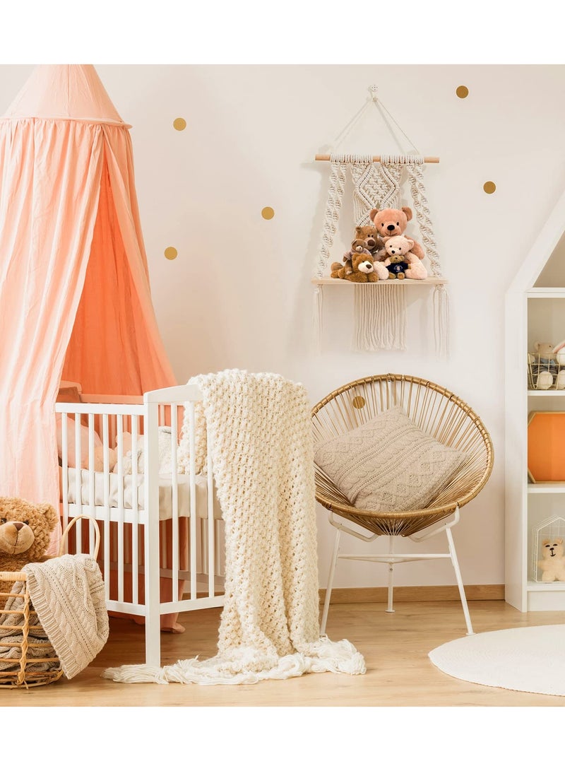 SYOSI رف معلق ماكرامي بطراز بوهيمي، رف عائم بطبقة واحدة مصنوع يدويًا من الماكرامي لتزيين النباتات، رفوف معلقة من القنب بطراز بوهيمي للحمام وغرفة النوم والمطبخ ومخزن المنزل - Image 3