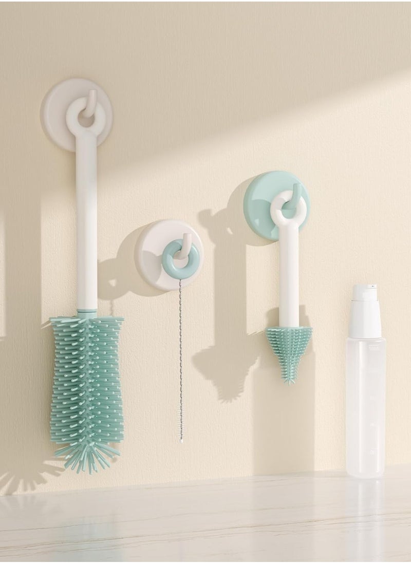 Momcozy - Bottle Brush Set - Baby Bottle Cleaner Kit with Silicone Brush, Nipple Brush, Straw Brush, Soap Dispenser, Drying Rack - 7 in 1 Bottle Cleaning Tool for Home and Travel - Image 1