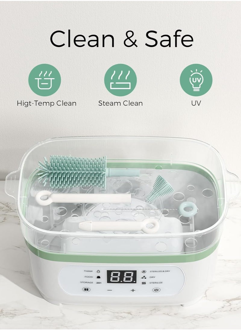 Momcozy - Bottle Brush Set - Baby Bottle Cleaner Kit with Silicone Brush, Nipple Brush, Straw Brush, Soap Dispenser, Drying Rack - 7 in 1 Bottle Cleaning Tool for Home and Travel - Image 1