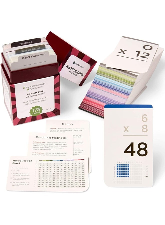Think Tank Scholar 173 Multiplication Flash Cards Set (Award Winning) All Facts 0-12 Answer on Back, for Kids in 2ND, 3RD, 4TH, 5TH, 6TH Grade Class or Homeschool - Learn Manipulatives, Games & Chart - Image 1