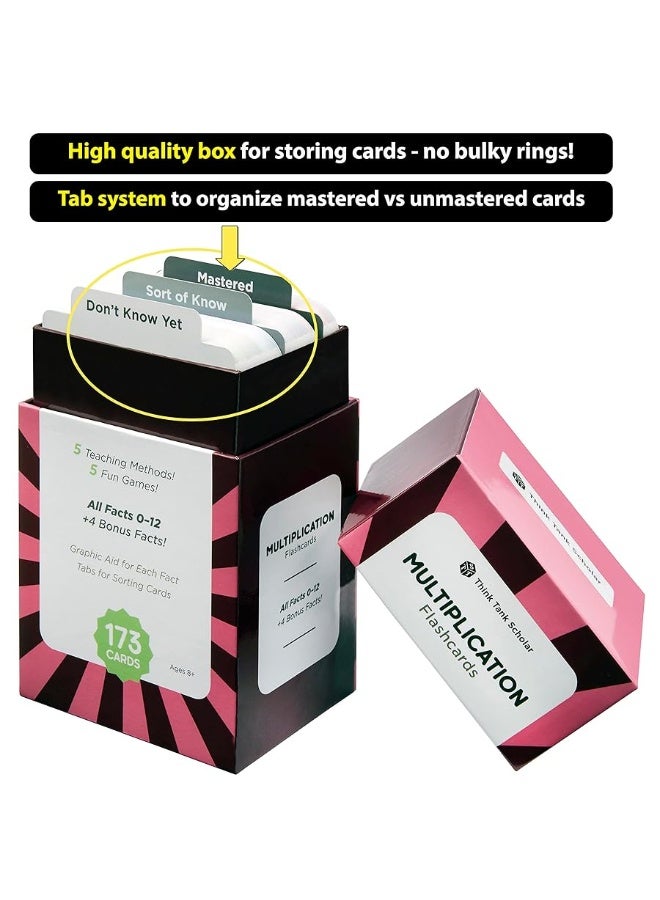 Think Tank Scholar 173 Multiplication Flash Cards Set (Award Winning) All Facts 0-12 Answer on Back, for Kids in 2ND, 3RD, 4TH, 5TH, 6TH Grade Class or Homeschool - Learn Manipulatives, Games & Chart - Image 5