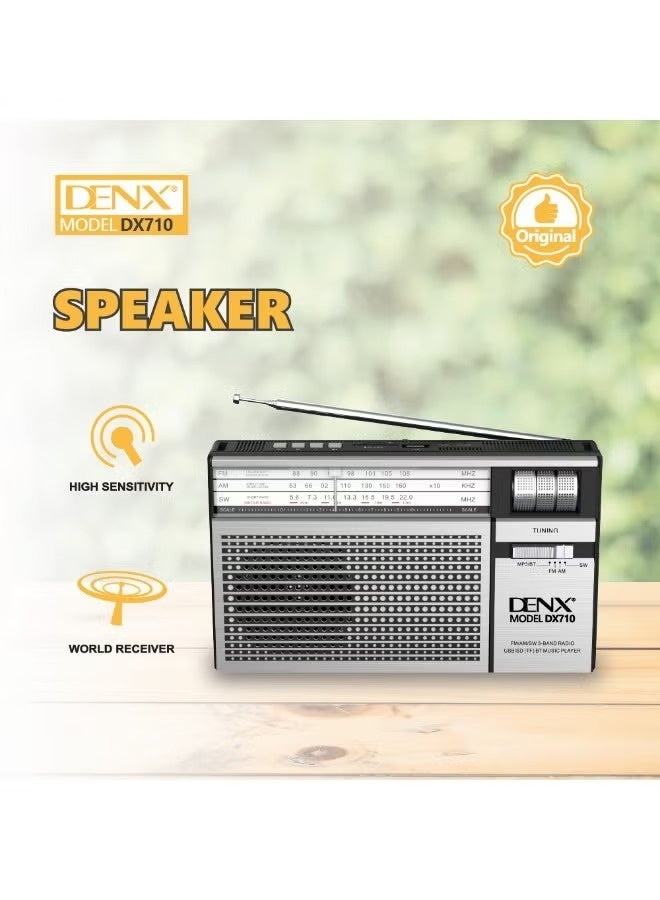Denx Bluetooth speaker and radio with FM/AM/USB/TF/AUX support - Image 4