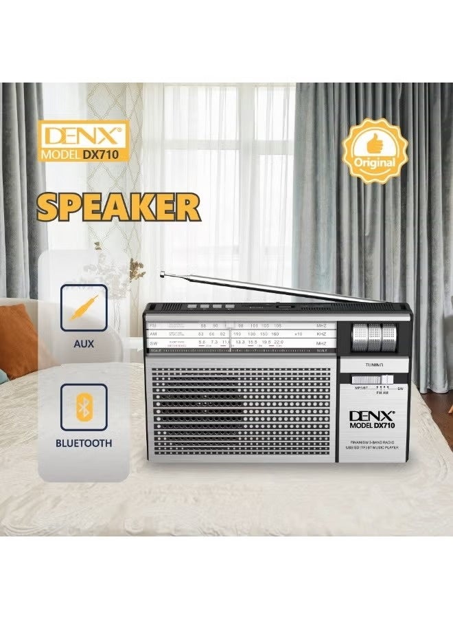 Denx Bluetooth speaker and radio with FM/AM/USB/TF/AUX support - Image 3