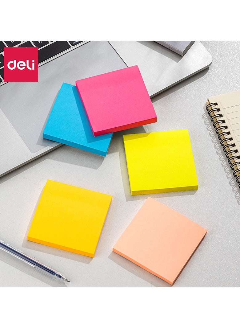 Deli EA044 STICK UP Sticky Notes 1 piece, 75gsm Paper, 76×76mm, Pink, Rose, Orange, Yellow, Blue, 400 Sheets (5 Pads, 80 Sheets Each), Easy to Remove Assorted - Image 2
