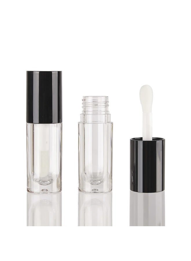 COSIDEA 14 قطعة أنبوب جليتر شفافة سعة 6 مل مع فرشاة كبيرة لصنع أحمر الشفاه، حاويات جليتر شفافة دائرية وردية مع عصا سميكة (أسود) - Image 2