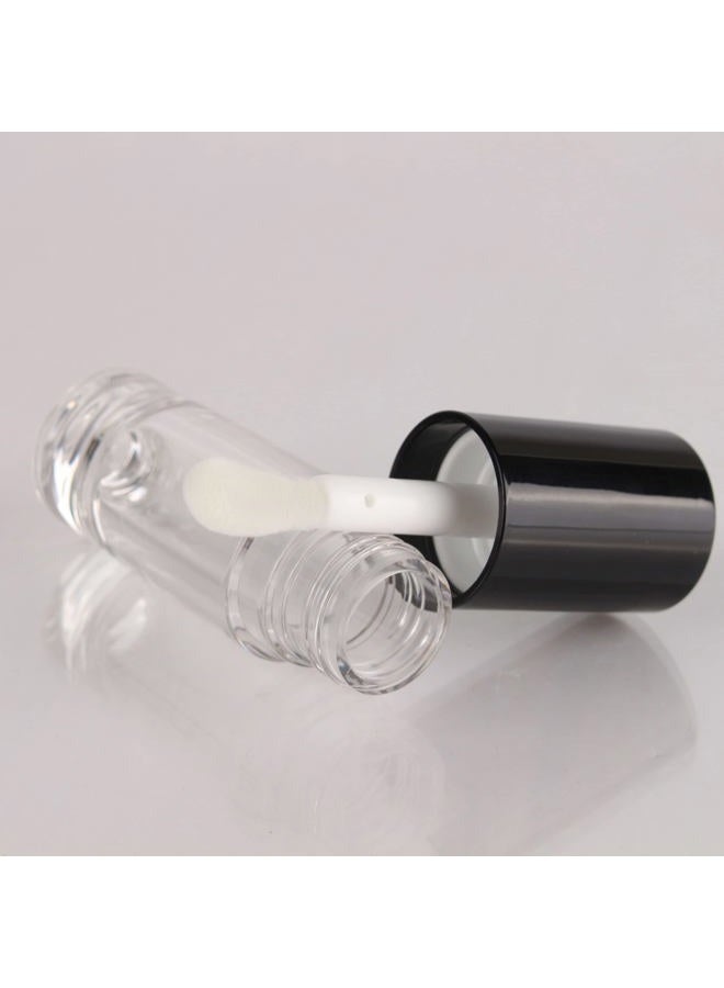 COSIDEA 14 قطعة أنبوب جليتر شفافة سعة 6 مل مع فرشاة كبيرة لصنع أحمر الشفاه، حاويات جليتر شفافة دائرية وردية مع عصا سميكة (أسود) - Image 4