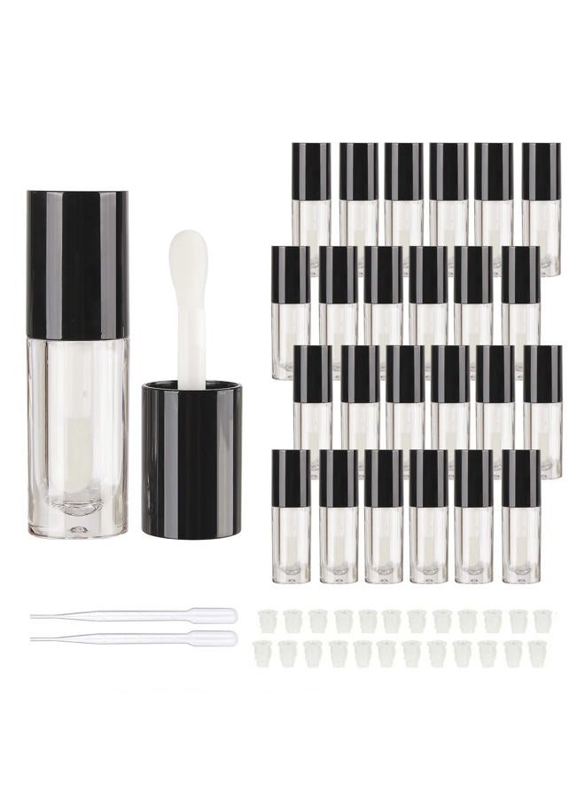 COSIDEA 14 قطعة أنبوب جليتر شفافة سعة 6 مل مع فرشاة كبيرة لصنع أحمر الشفاه، حاويات جليتر شفافة دائرية وردية مع عصا سميكة (أسود) - Image 1