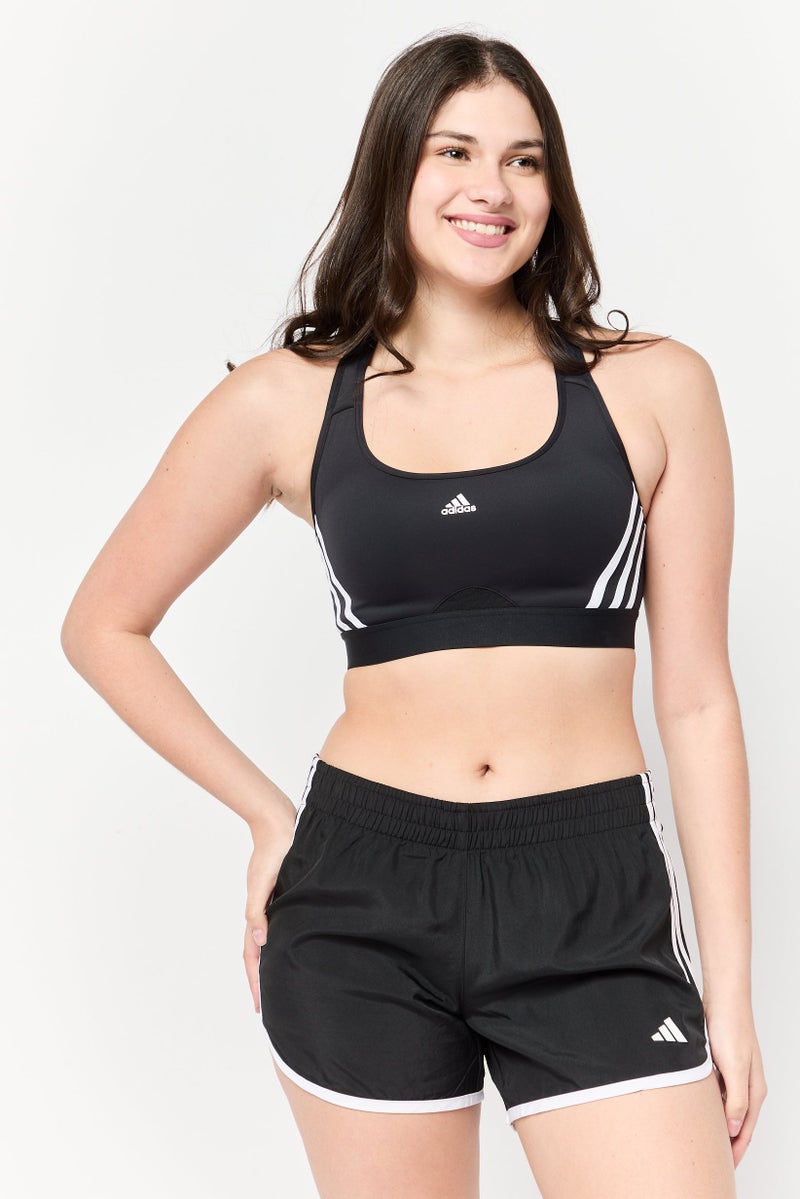 Adidas Women Brand Logo Padded Medium Support Sports Bra, Black  - Image 1