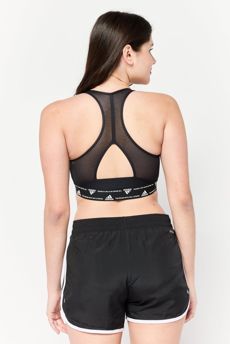 Adidas Women Brand Logo Padded Medium Support Sports Bra, Black  - Image 3