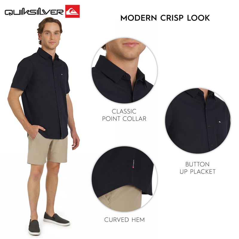 Quiksilver Men's Regular Fit Premium Cotton Woven Short Sleeve Button Up Casual Shirt, Eclipse, Medium - Image 4