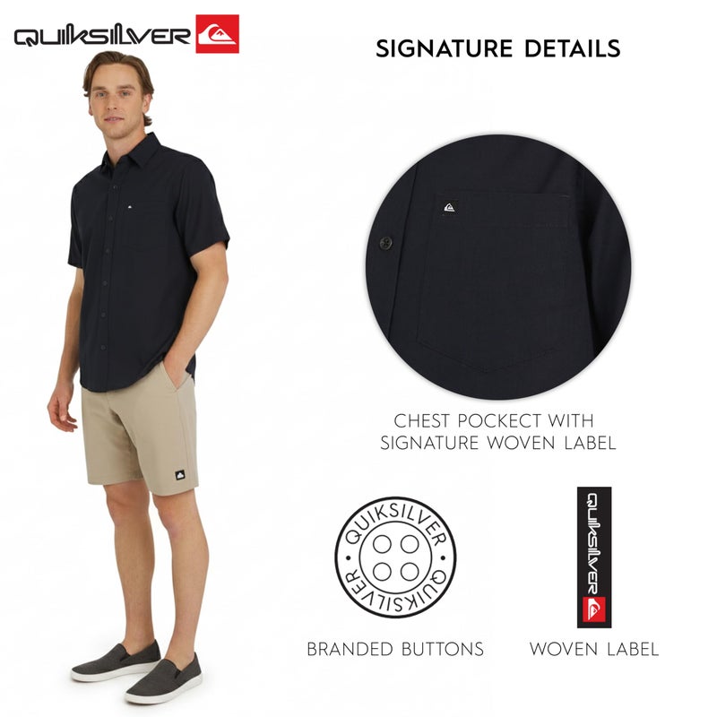 Quiksilver Men's Regular Fit Premium Cotton Woven Short Sleeve Button Up Casual Shirt, Eclipse, Medium - Image 5
