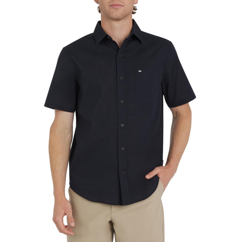 Quiksilver Men's Regular Fit Premium Cotton Woven Short Sleeve Button Up Casual Shirt, Eclipse, Medium - Image 1