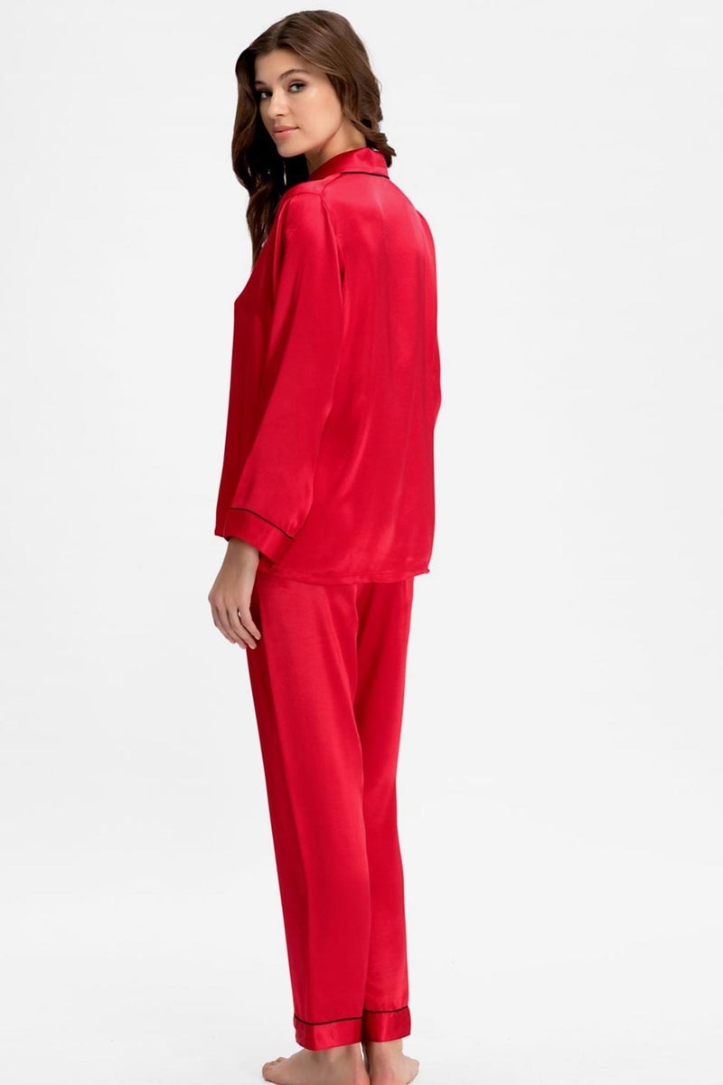 Ayyıldız 3926 Red Satin Pajama Set  - Image 3