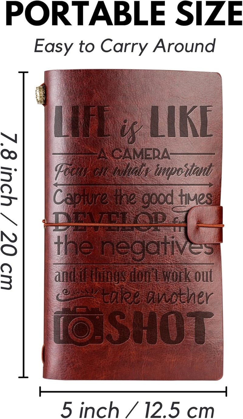 INNObeta Photographer Gifts Journal for Women Men Photography Gifts for Photographers Leather Embossed Refillable Notebook Sketchbook Travel Diary 7x5 Inches  Camera  - Image 3