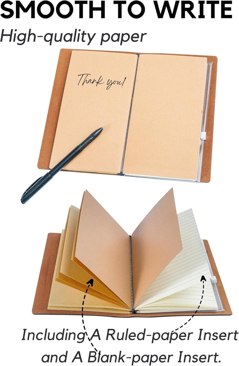 INNObeta Photographer Gifts Journal for Women Men Photography Gifts for Photographers Leather Embossed Refillable Notebook Sketchbook Travel Diary 7x5 Inches  Camera  - Image 4