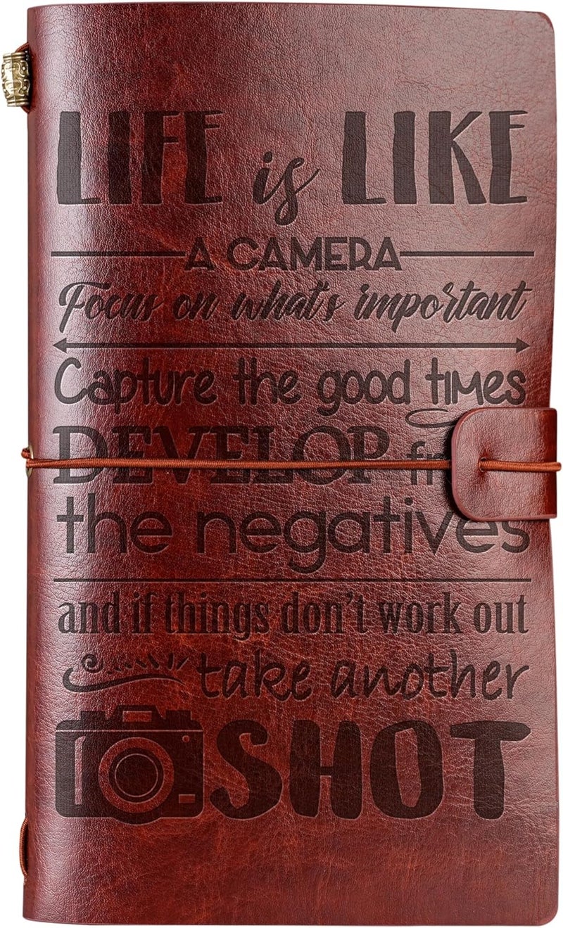 INNObeta Photographer Gifts Journal for Women Men Photography Gifts for Photographers Leather Embossed Refillable Notebook Sketchbook Travel Diary 7x5 Inches  Camera  - Image 1