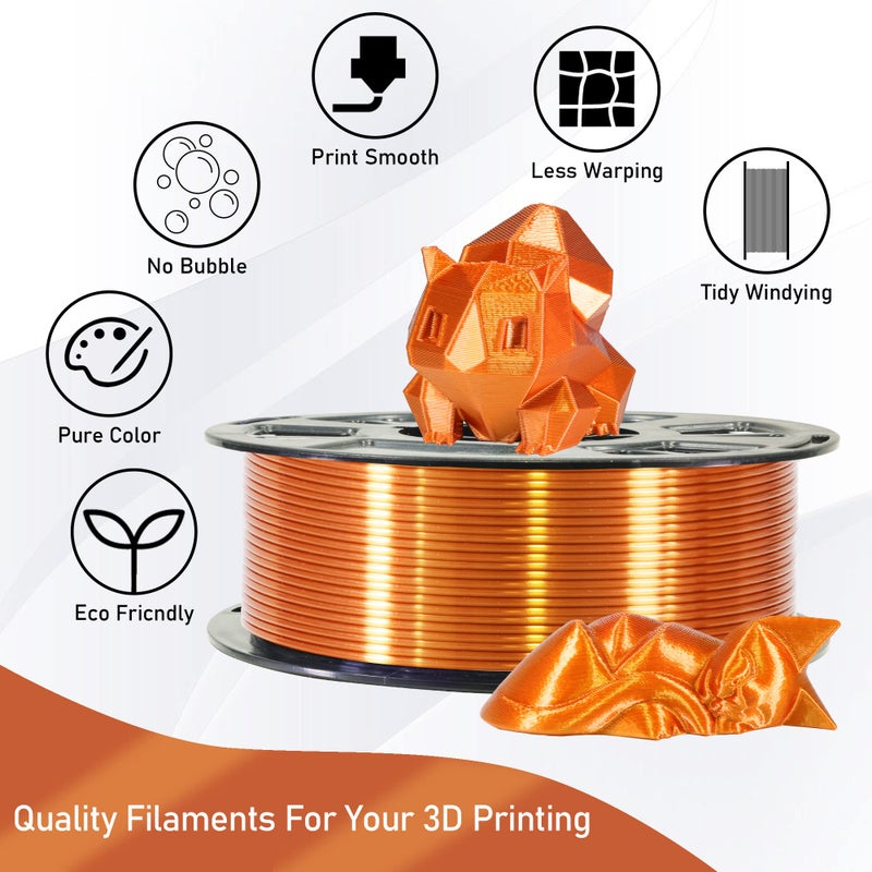 OEM MIKA3D 1.75mm Silk Metalic Shiny Red Copper PLA 3D Printer Filament, Widely Support for Most 3D Printing Printer, 2.2lbs 1KG 1.75mm Silk PLA 3D Printing Material - Image 3
