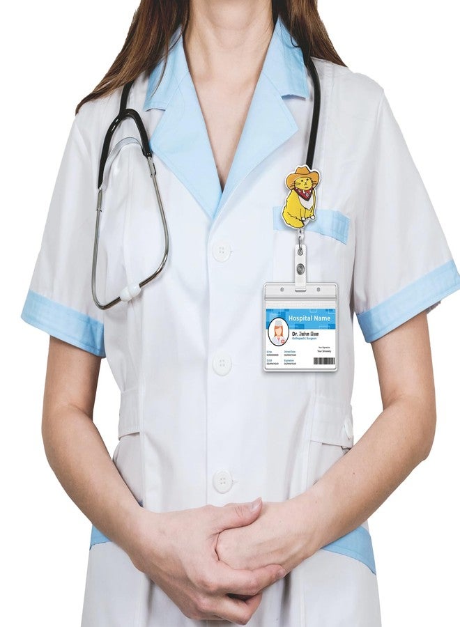 ITOKEY Cowboy Cat Badge Reel, Funny Badge Holder, Cute Nurse Name Tag with Retractable Clip, Medical Worker ID Card Holders, Pediatric Nursing Accessories for Nurse Doctor Student Teacher Office - Image 2