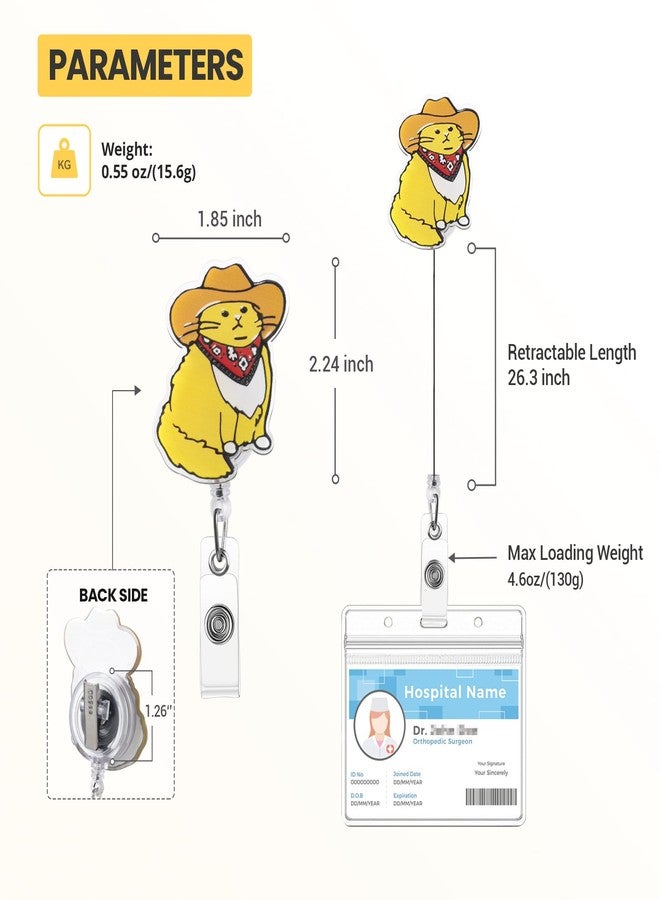 ITOKEY Cowboy Cat Badge Reel, Funny Badge Holder, Cute Nurse Name Tag with Retractable Clip, Medical Worker ID Card Holders, Pediatric Nursing Accessories for Nurse Doctor Student Teacher Office - Image 5