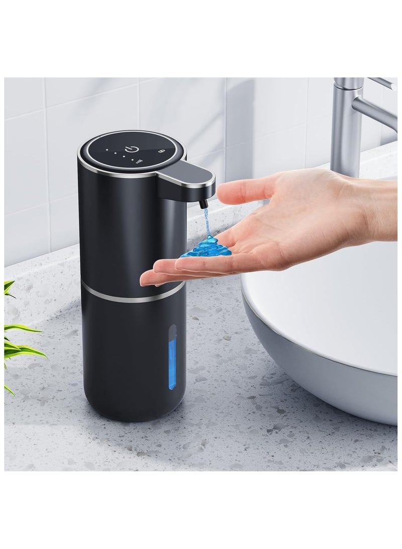 NANAO موزع صابون تلقائي، 380 مل، تركيب كهربائي على الحائط، موزع صابون تلقائي بدون تلامس، قابل لإعادة الشحن عبر USB مع مستشعر حركة بالأشعة تحت الحمراء للحمام، المطبخ، المكتب، أسود - Image 1