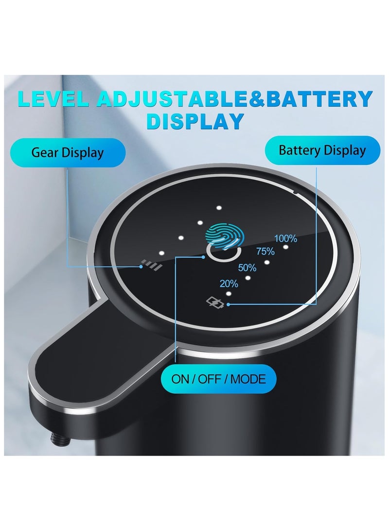 NANAO موزع صابون تلقائي، 380 مل، تركيب كهربائي على الحائط، موزع صابون تلقائي بدون تلامس، قابل لإعادة الشحن عبر USB مع مستشعر حركة بالأشعة تحت الحمراء للحمام، المطبخ، المكتب، أسود - Image 2