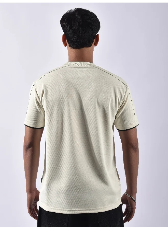 Beyoung White HD Embroidered Dual Sleeves T-Shirt
