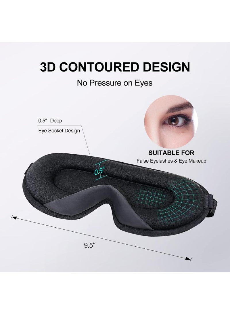 KHAJUL 1 PCS Eye Mask for Sleeping, 3D Contoured Cup Sleep Mask for Men Women, Soft Breathable Blackout Blindfold, Travel Eye Cover, Night Sleeping Mask with Adjustable Buckle for Side Sleeper (Black) - Image 3