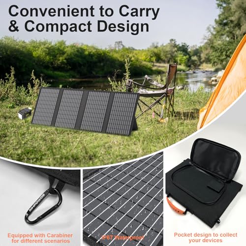 MHPOWOS 60W Portable Solar Panels Charger with USB-C, USB-A and DC Outputs Foldable IP67 Waterproof Solar Panel for Camping Hiking, Power Emergency for Small Power Station Generator, Phones, Power Bank - Image 4
