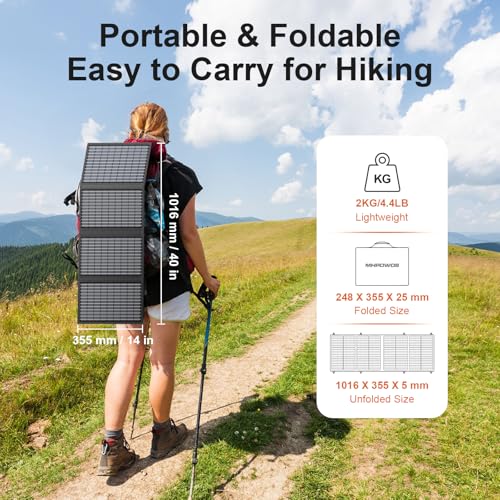 MHPOWOS 60W Portable Solar Panels Charger with USB-C, USB-A and DC Outputs Foldable IP67 Waterproof Solar Panel for Camping Hiking, Power Emergency for Small Power Station Generator, Phones, Power Bank - Image 2