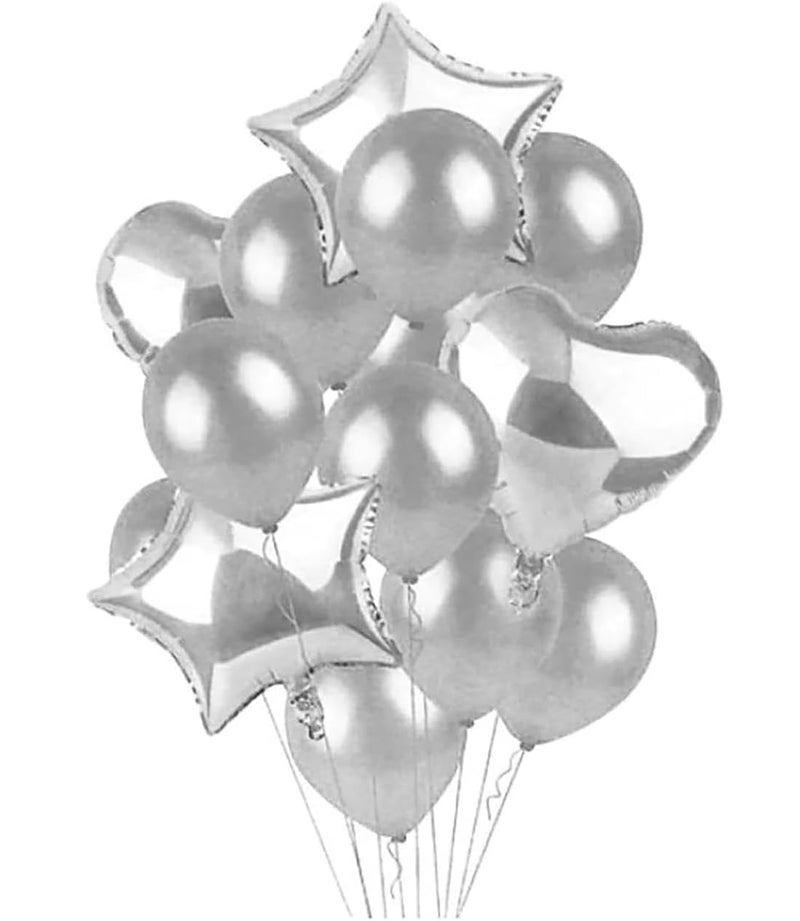 MANGO Sliver Foil and Latex Balloon Bouquet Set Party Decoration Helium Foil Balloon For Wedding Anniversary Latex Party Baby Shower Bridal Shower Valentines Day Party Decor Party Supplies - Image 1
