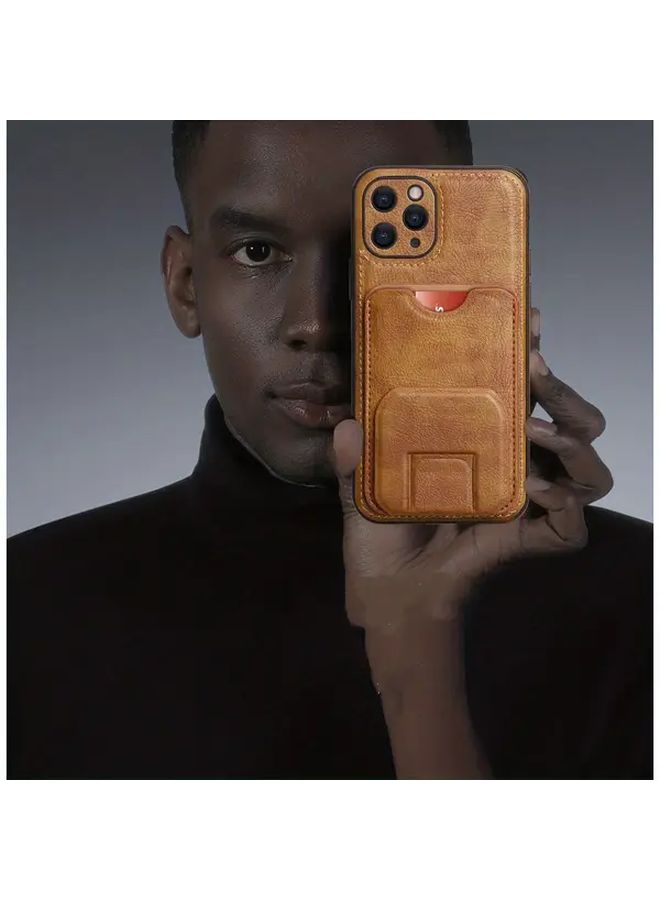 Deep Blue Luxury Phone Case With Card Holder Stand For iPhone 14 - Image 4