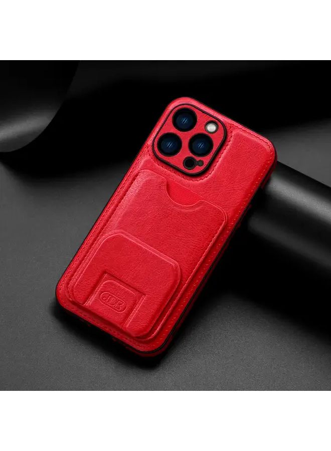 Deep Blue Luxury Phone Case With Card Holder Stand For iPhone 14 - Image 5